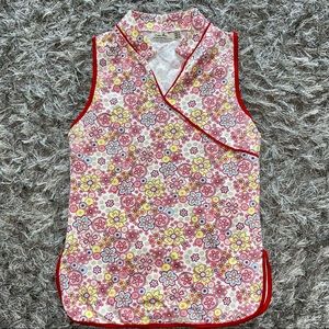 Pink Floral Collared Tank Top